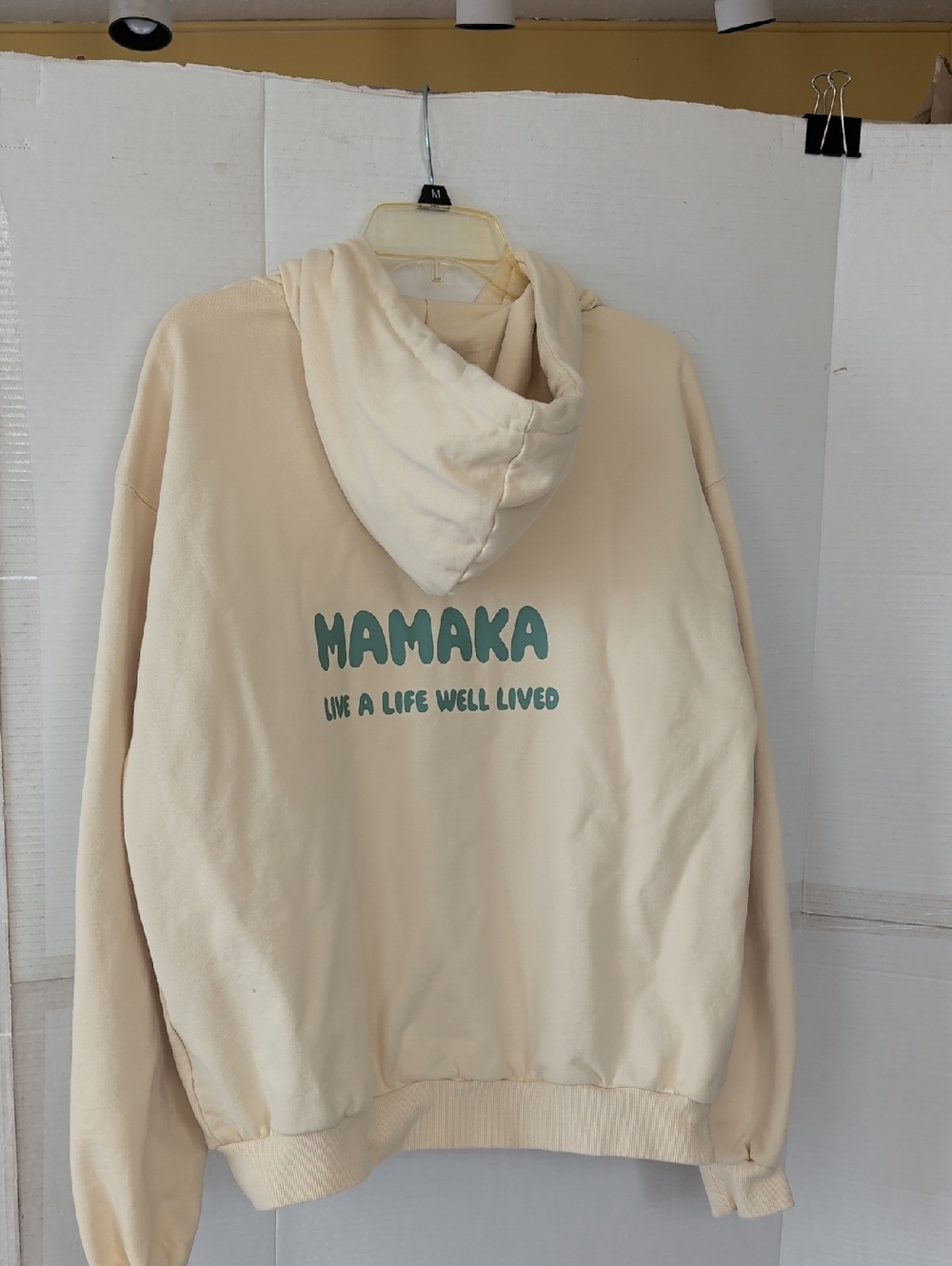 Mamaka Sunny Side Lt Yellow  Hoodie SZ Large 'Live a Life Well Lived' Unisex